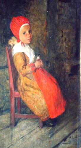 1872, Flemish Girl with Red Cap and Apron