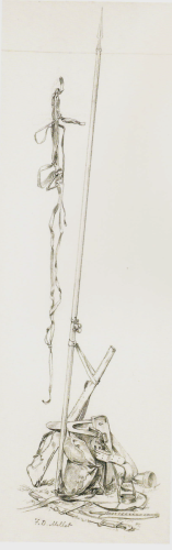 Study of a lance, a saddle and other military accoutrements