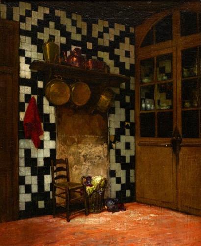 1872, The Artist's Kitchen, Antwerp; version 2, note red towel etc.