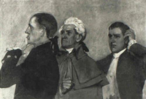 1906. Preparatory drawing for The Foreman of the Grand Jury... (three gentlemen)