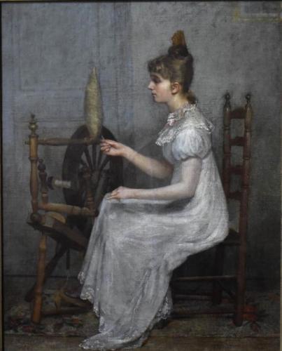 1880, Chloe "at her spinning wheel" or Woman at her Spinning Wheel