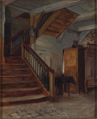 Room Interior with Winding Staircase, n.d.